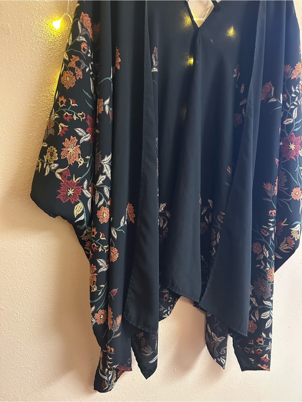ODDY Black Floral Kimono Plus Size One  Size - Picture 3 of 11